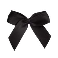 black ribbon in a bow on white background