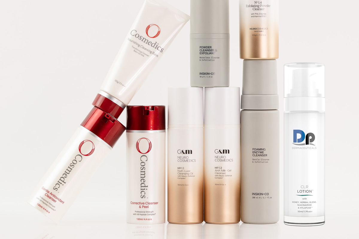 Line up of skincare brands and products