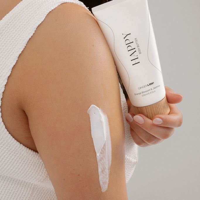 Body butter on persons arm