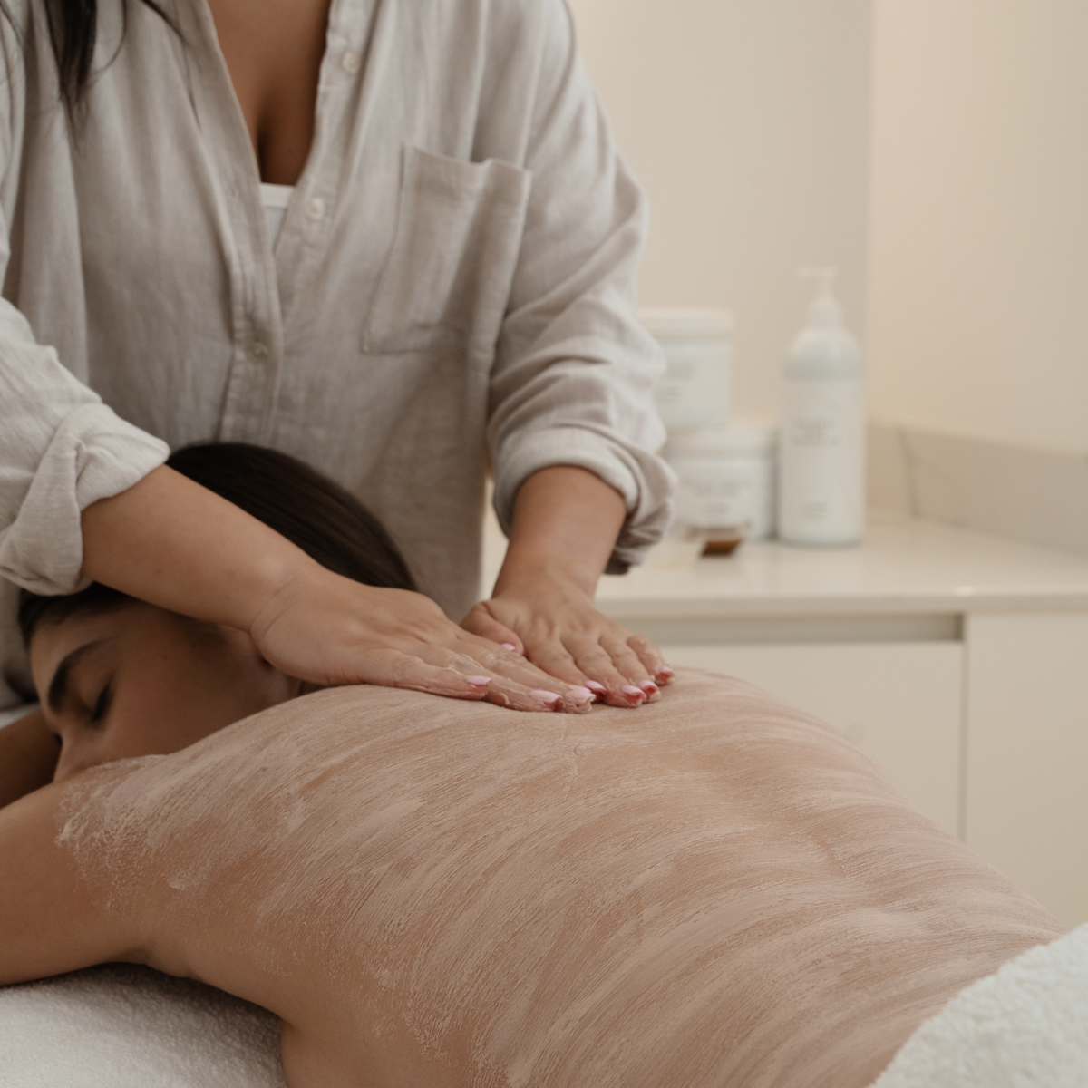 Person receiving body luxe treatement