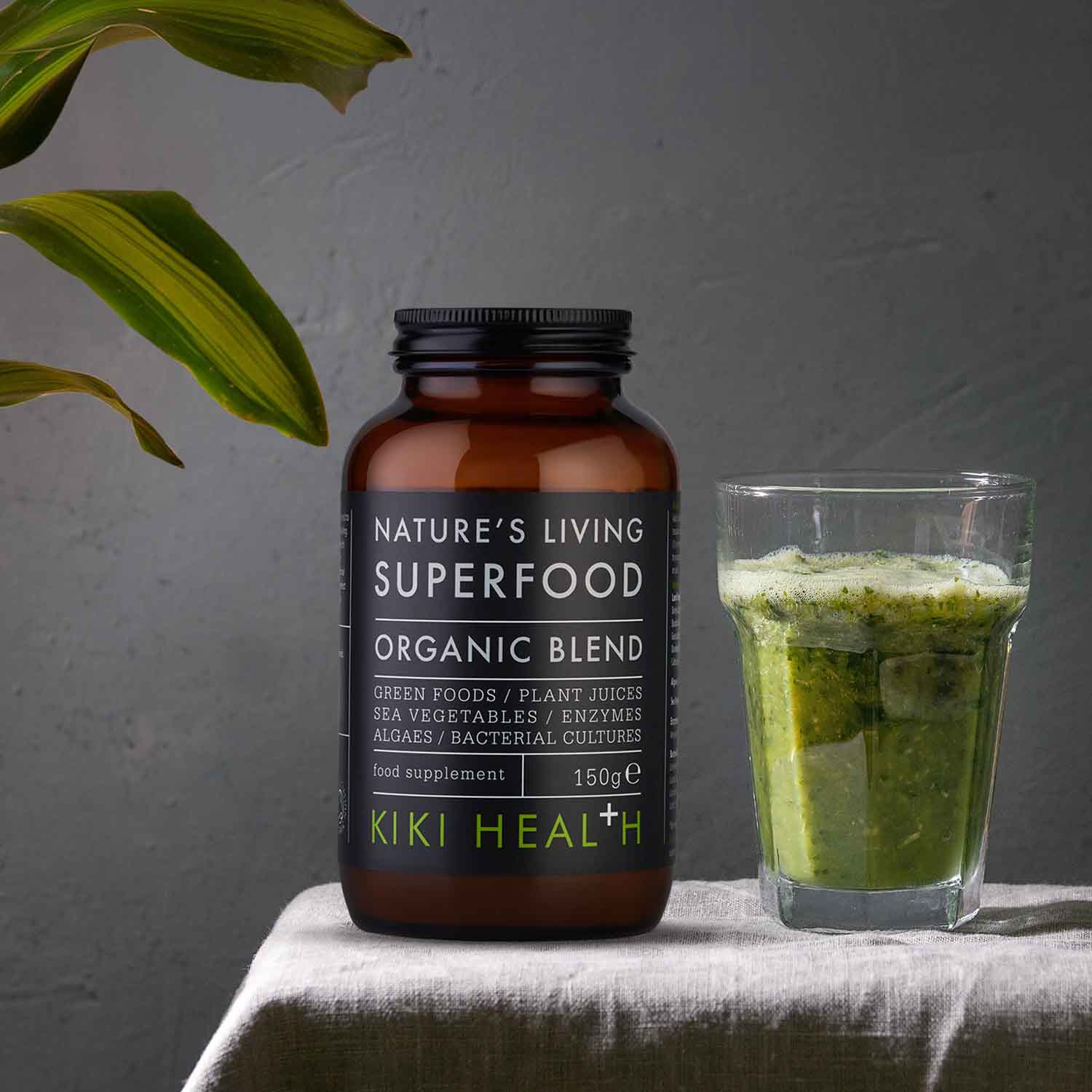 KIKI Health Nature's Living Superfood with green smoothie