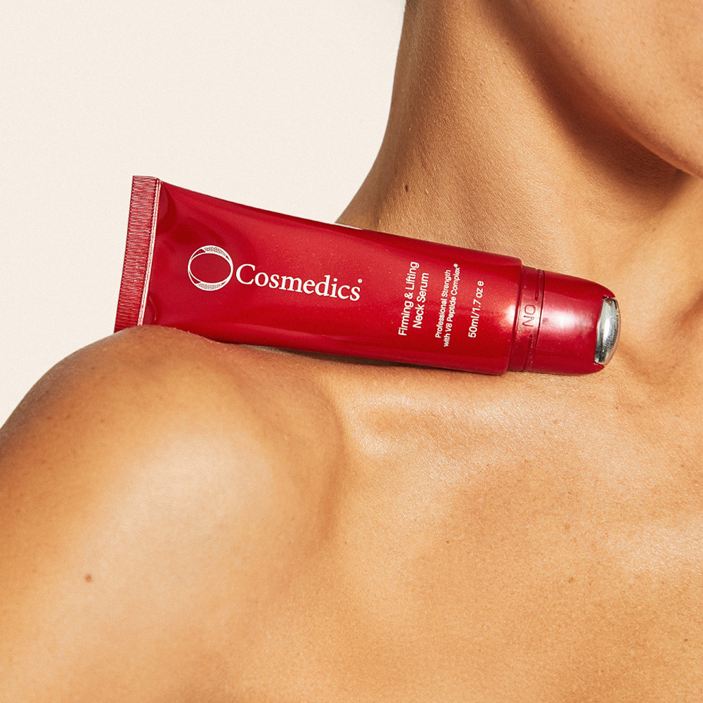 O COSMEDICS Firming & Lifting Neck Serum on ladies neck
