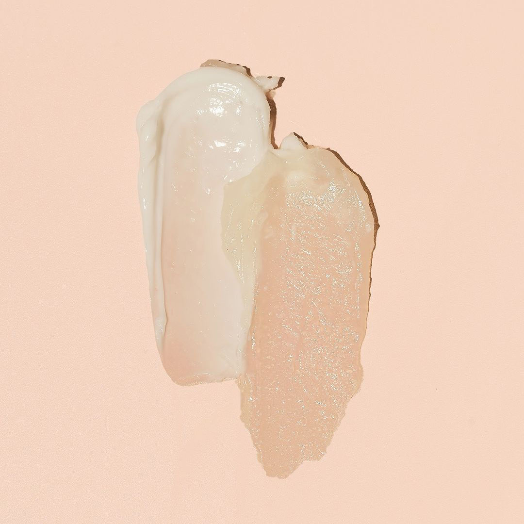 skin texture gel and cream on peach background