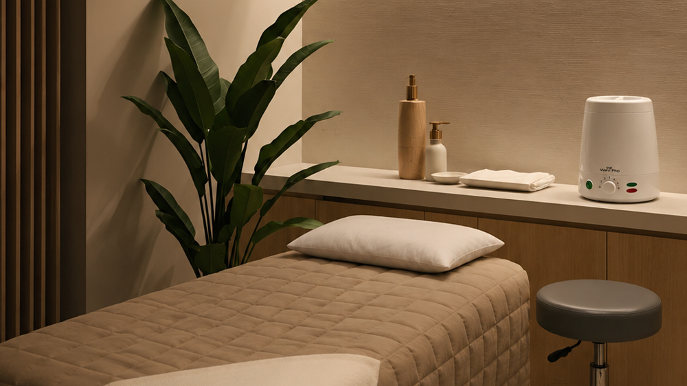 Interior of skin clinic with treatment bed