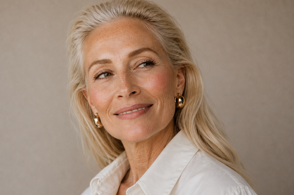 Makeup model smiling
