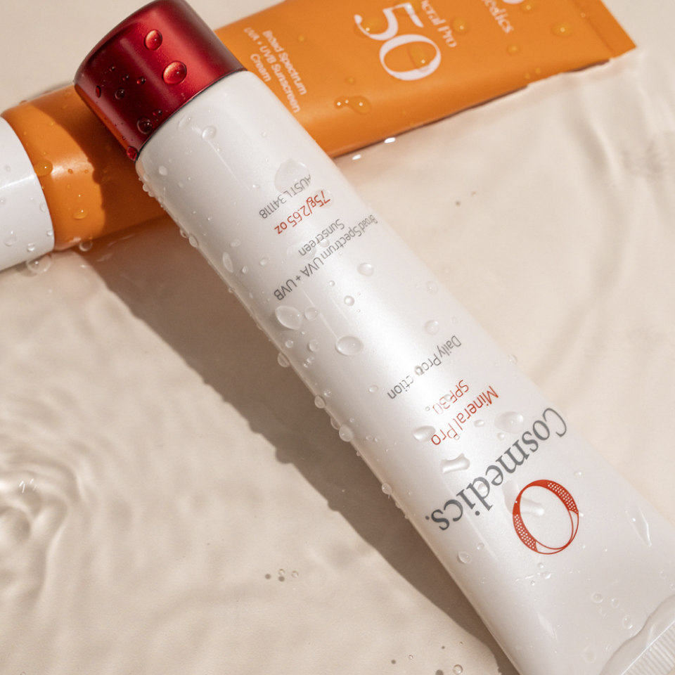 o cosmedics spf products in water
